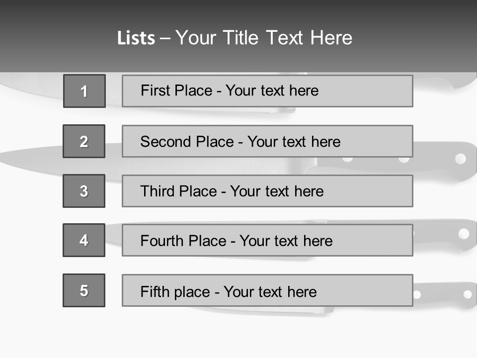 Set Of Kitchen Knives PowerPoint Template