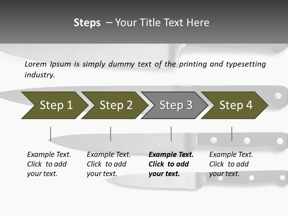 Set Of Kitchen Knives PowerPoint Template