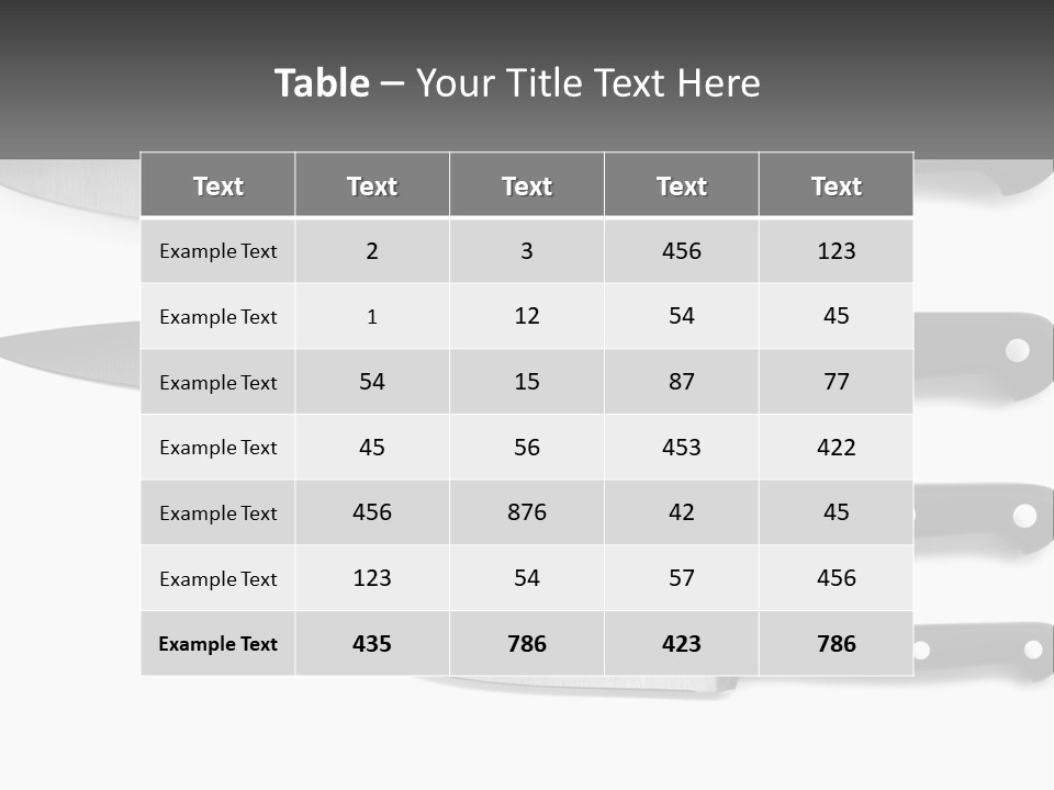 Set Of Kitchen Knives PowerPoint Template