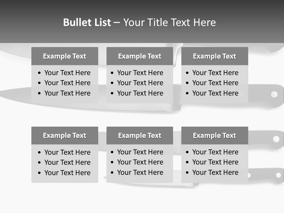 Set Of Kitchen Knives PowerPoint Template