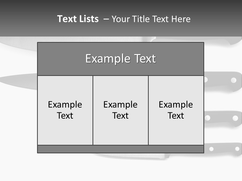 Set Of Kitchen Knives PowerPoint Template