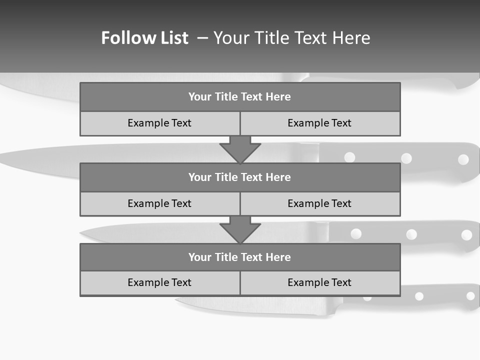 Set Of Kitchen Knives PowerPoint Template