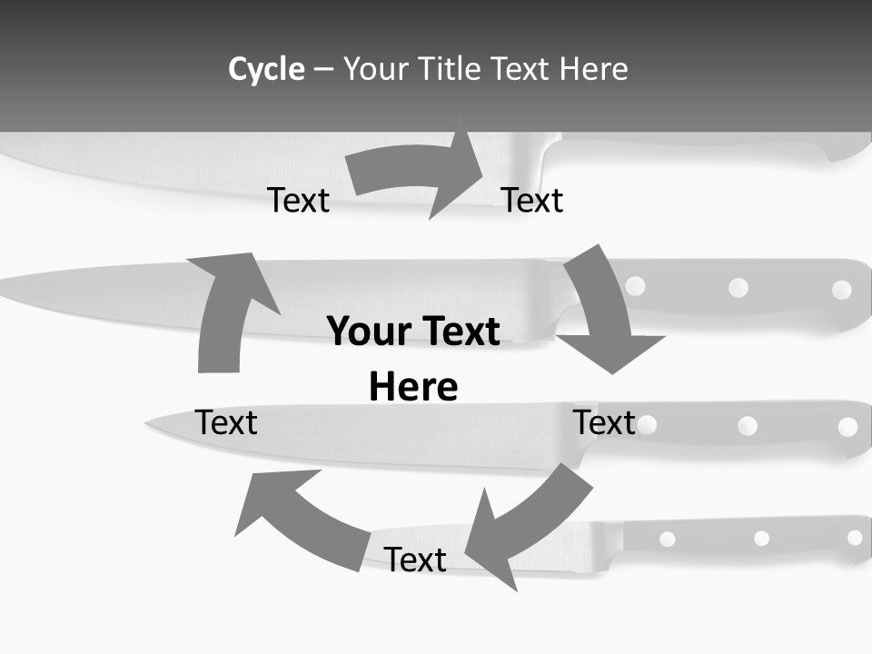 Set Of Kitchen Knives PowerPoint Template