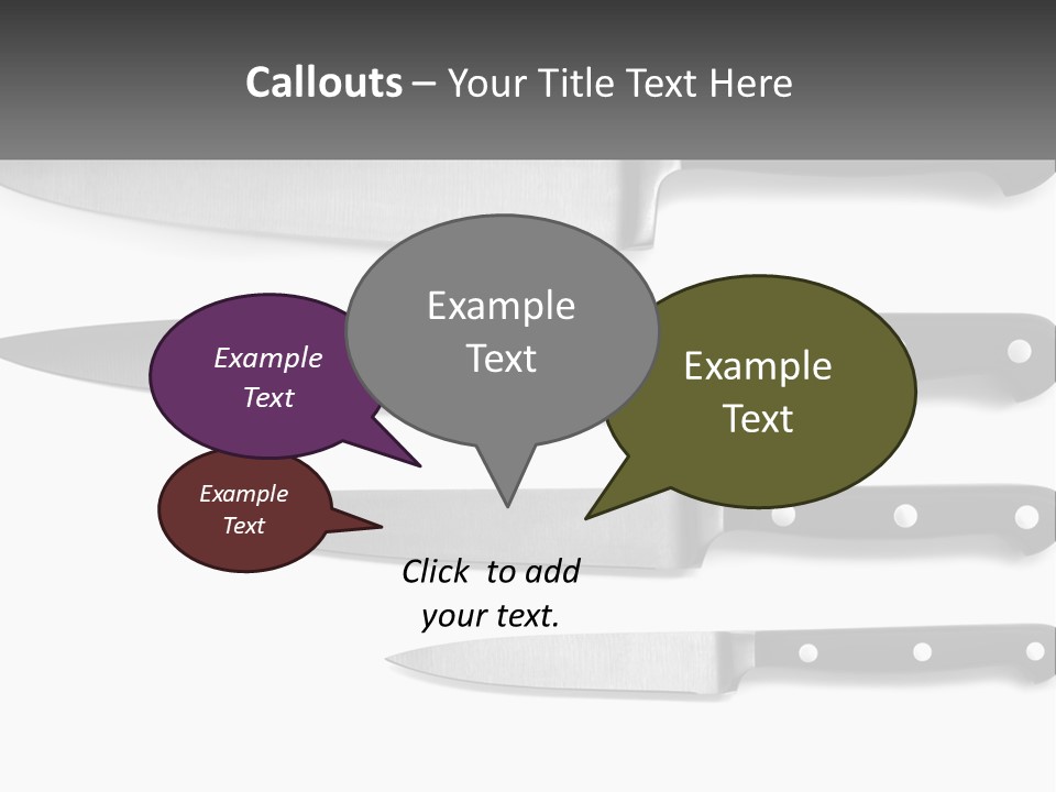 Set Of Kitchen Knives PowerPoint Template