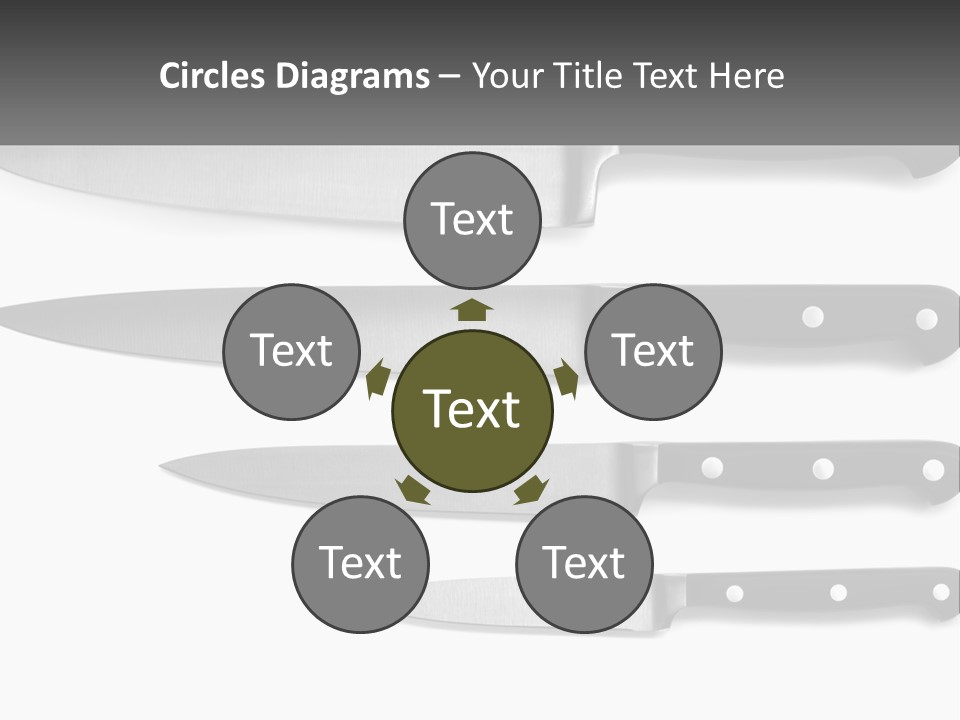 Set Of Kitchen Knives PowerPoint Template