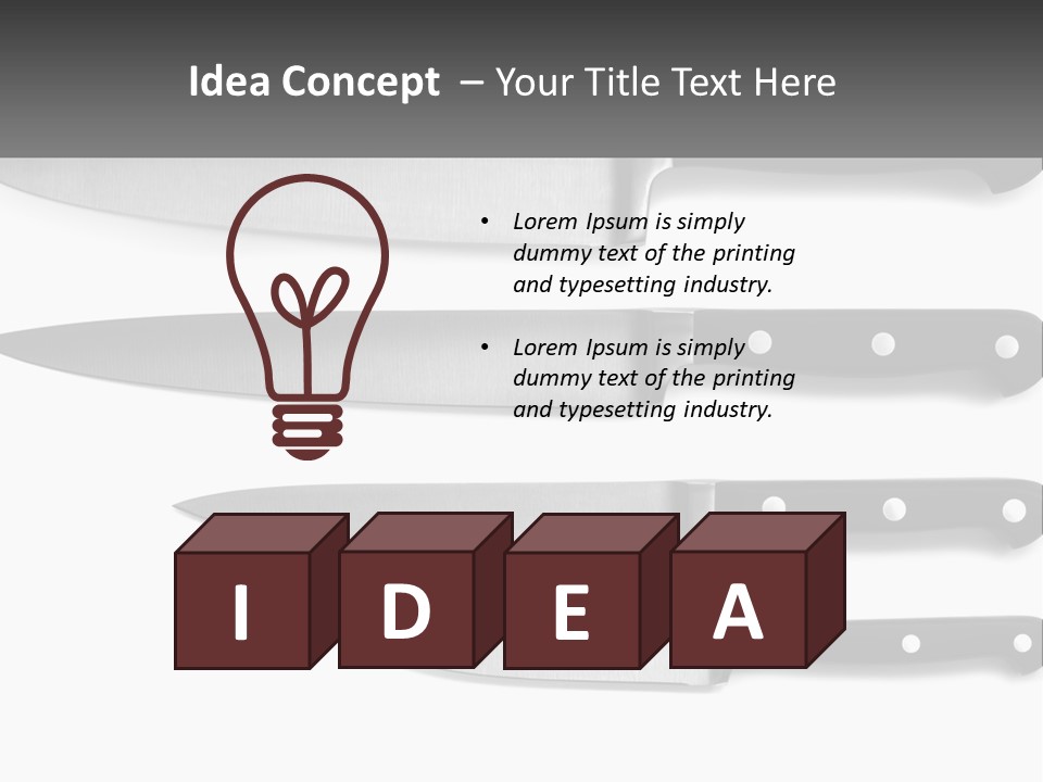 Set Of Kitchen Knives PowerPoint Template