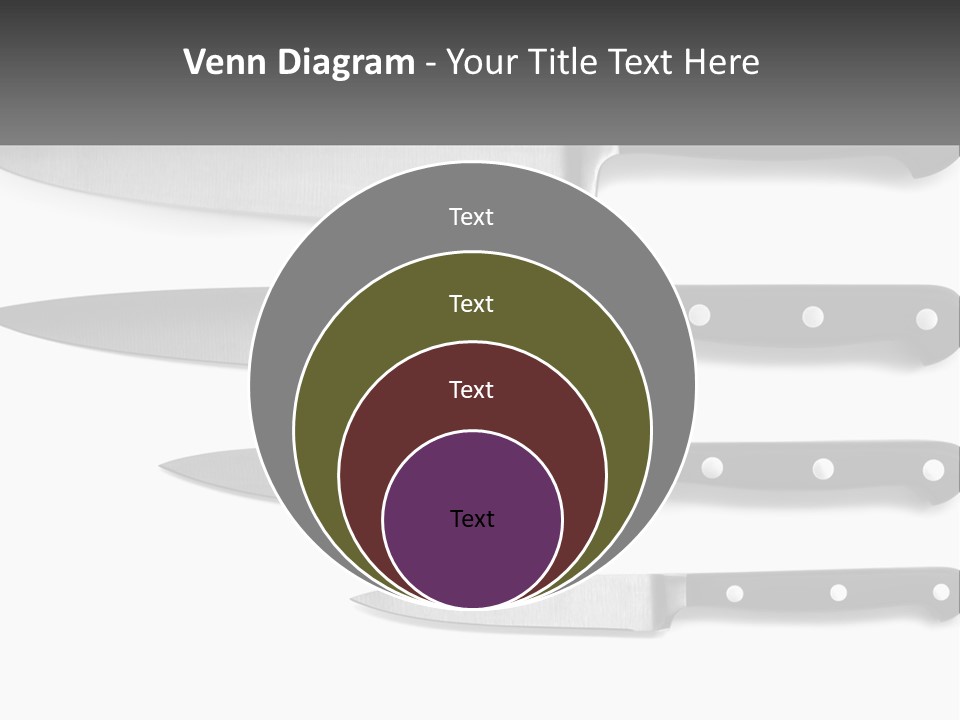 Set Of Kitchen Knives PowerPoint Template