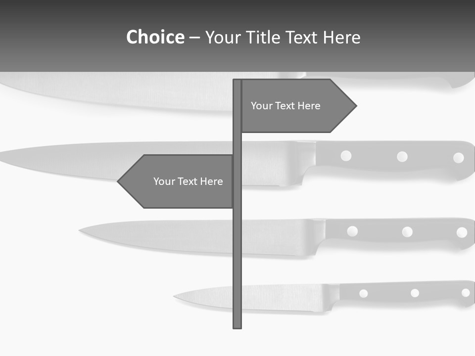 Set Of Kitchen Knives PowerPoint Template