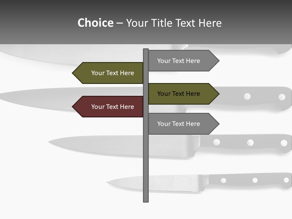 Set Of Kitchen Knives PowerPoint Template
