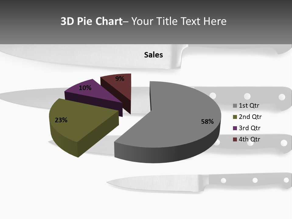 Set Of Kitchen Knives PowerPoint Template