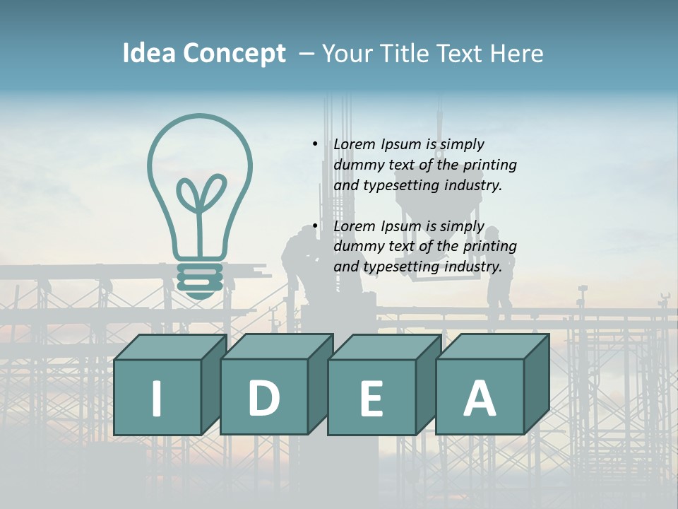 Construction, Pouring Concrete Reinforcement PowerPoint Template