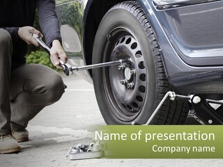 Replace The Wheel In The Car PowerPoint Template