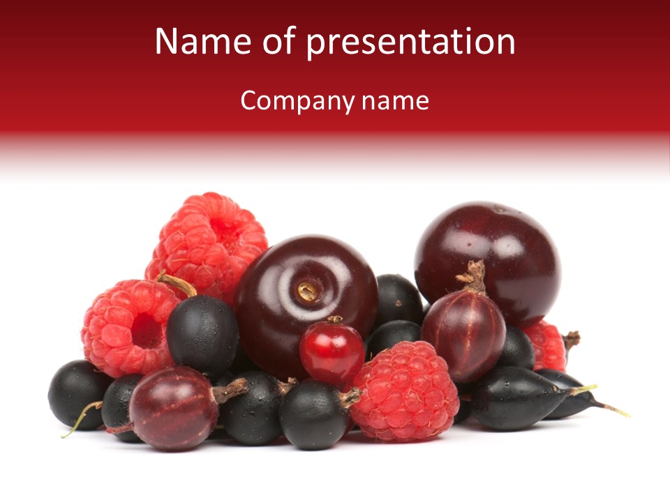 Fruits, Raspberries, Cherries, Currants PowerPoint Template
