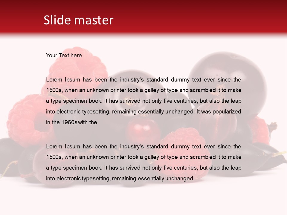 Fruits, Raspberries, Cherries, Currants PowerPoint Template