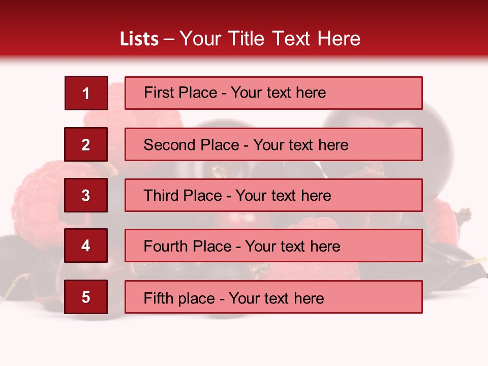 Fruits, Raspberries, Cherries, Currants PowerPoint Template
