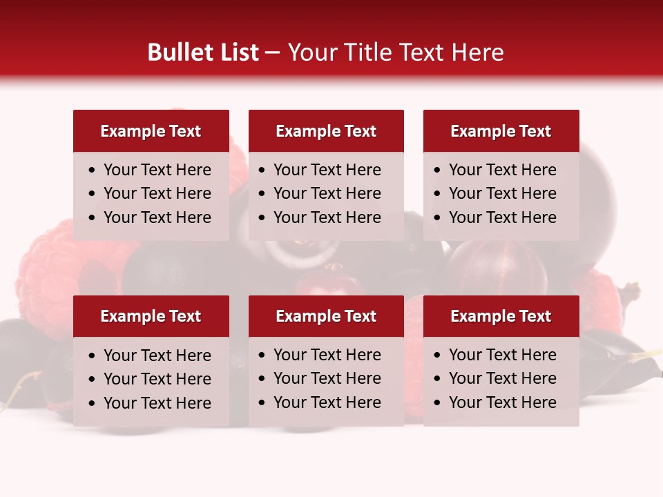 Fruits, Raspberries, Cherries, Currants PowerPoint Template