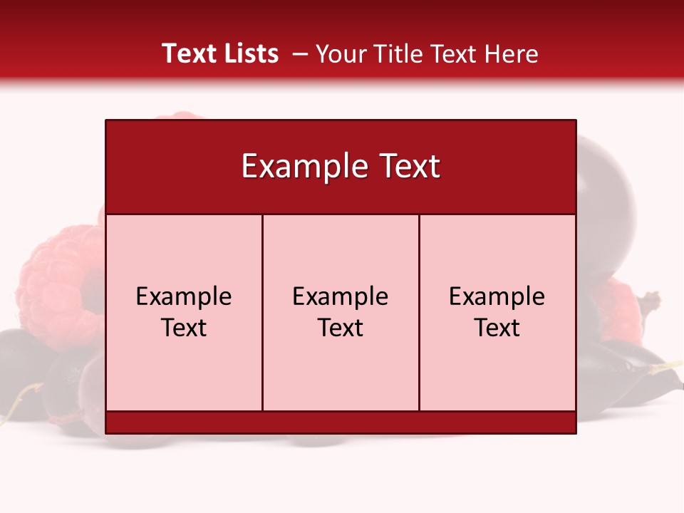 Fruits, Raspberries, Cherries, Currants PowerPoint Template