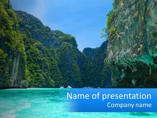 Green Bay With Mountains PowerPoint Template