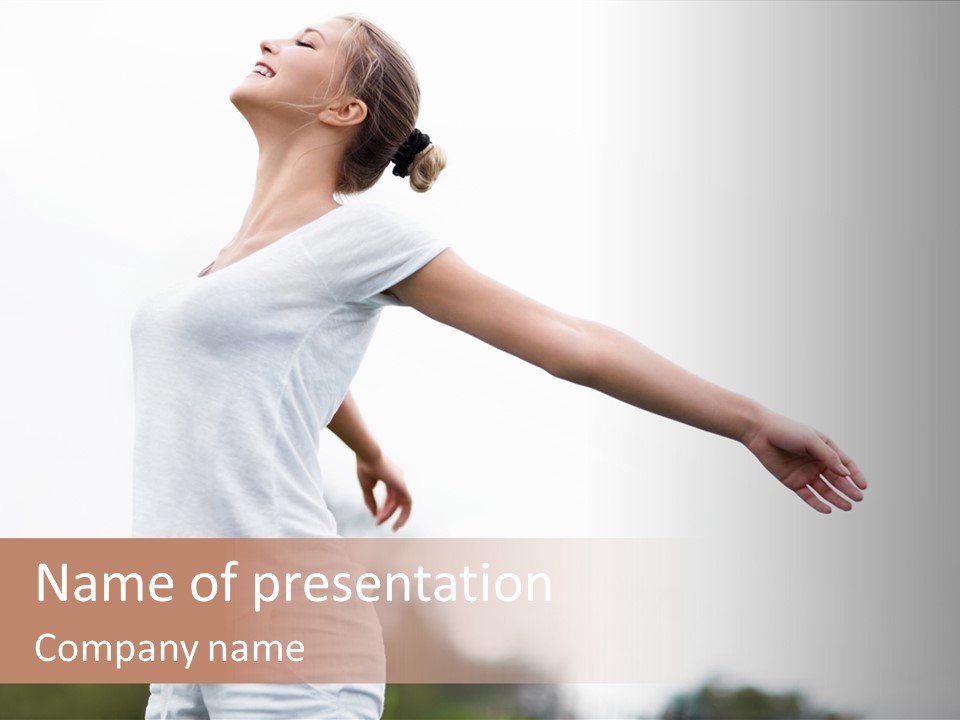 The Girl In Nature Smiles With Ease PowerPoint Template