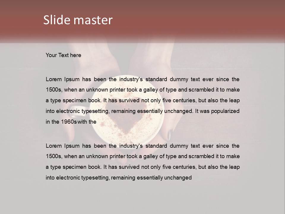 Heart On Coffee Foam In Female Hands PowerPoint Template