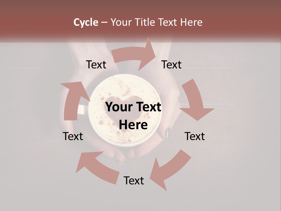 Heart On Coffee Foam In Female Hands PowerPoint Template