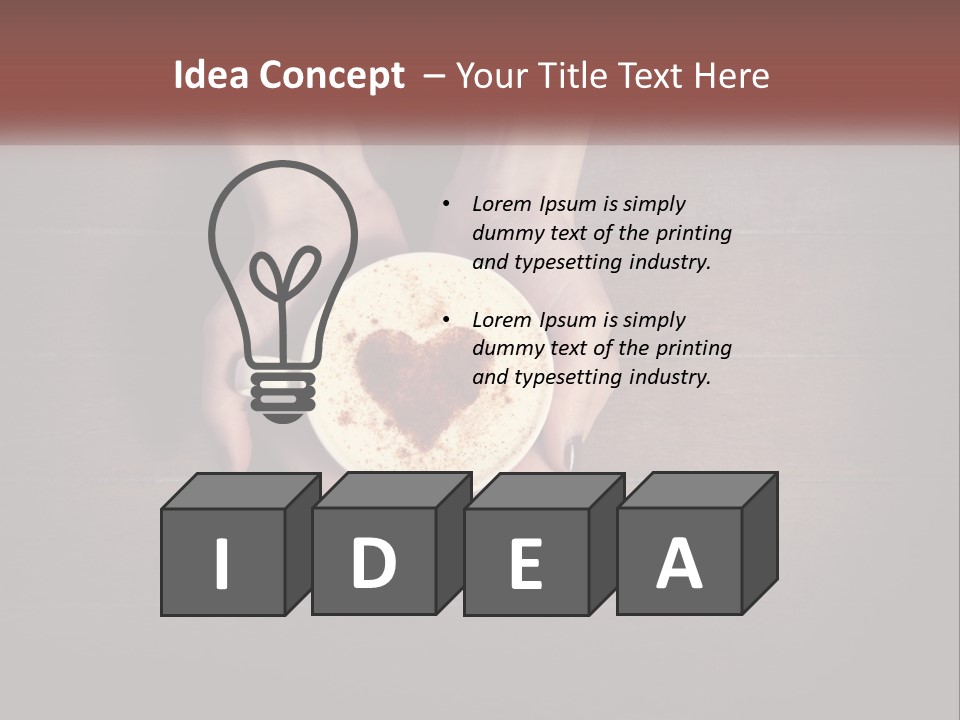 Heart On Coffee Foam In Female Hands PowerPoint Template