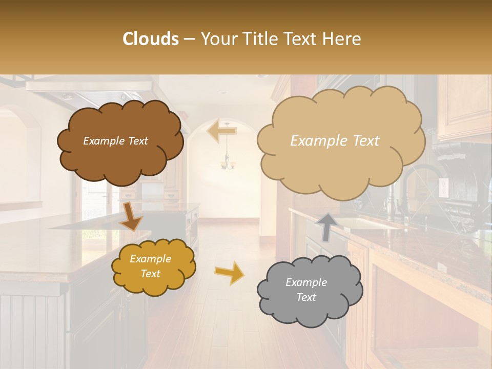 Interior Of A Large Kitchen PowerPoint Template