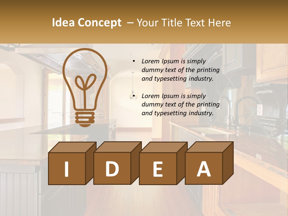 Interior Of A Large Kitchen PowerPoint Template