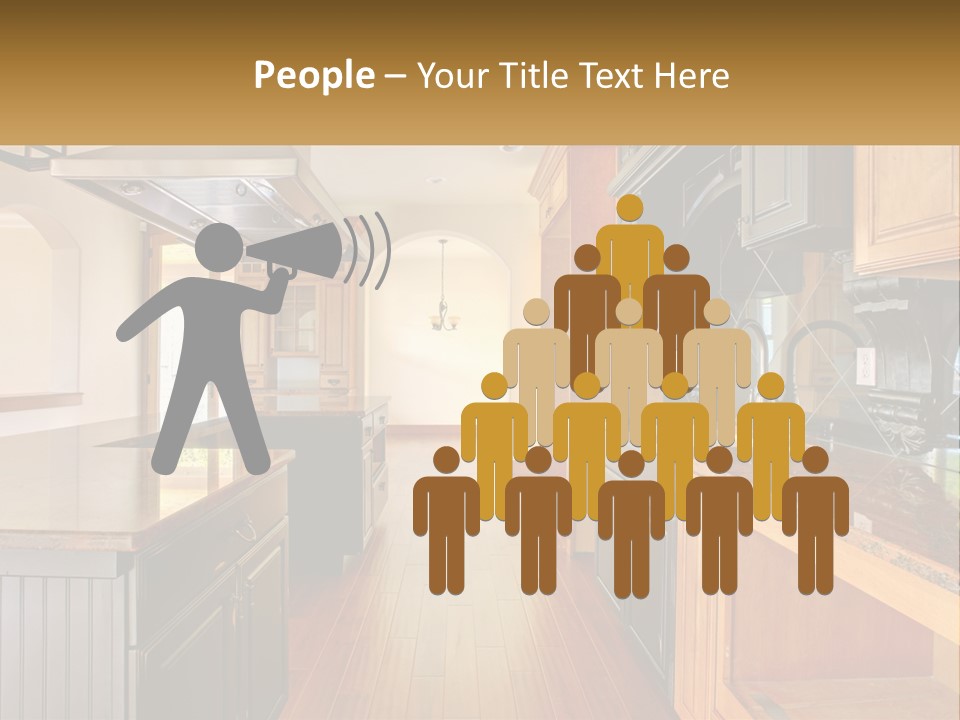 Interior Of A Large Kitchen PowerPoint Template