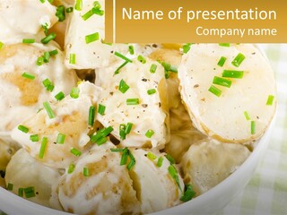 Young Potatoes With Sour Cream PowerPoint Template