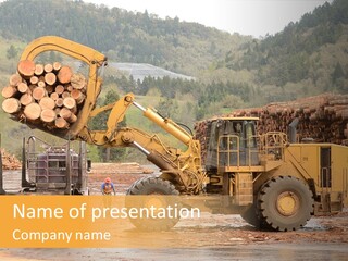 Tractor Loading Forest PowerPoint Template