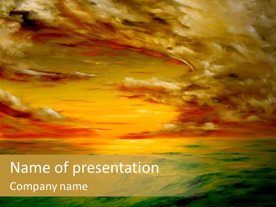 Oil Painting, Sea With Sky PowerPoint Template