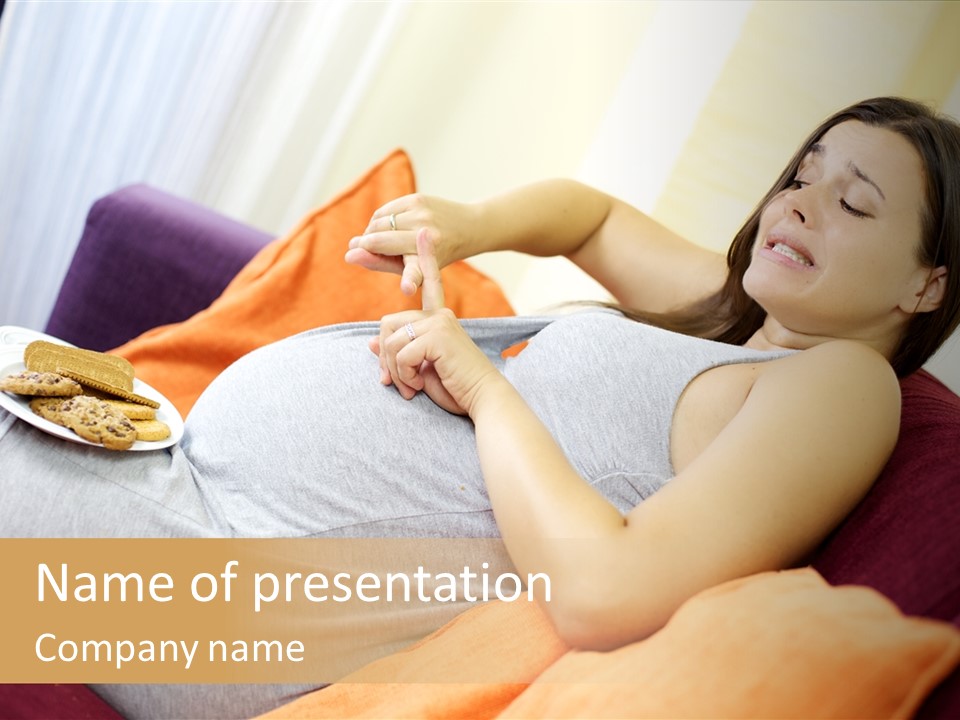 Pregnant Woman Lying On The Couch PowerPoint Template