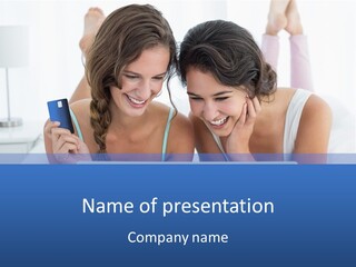 Girls Pay For Online Purchases PowerPoint Template