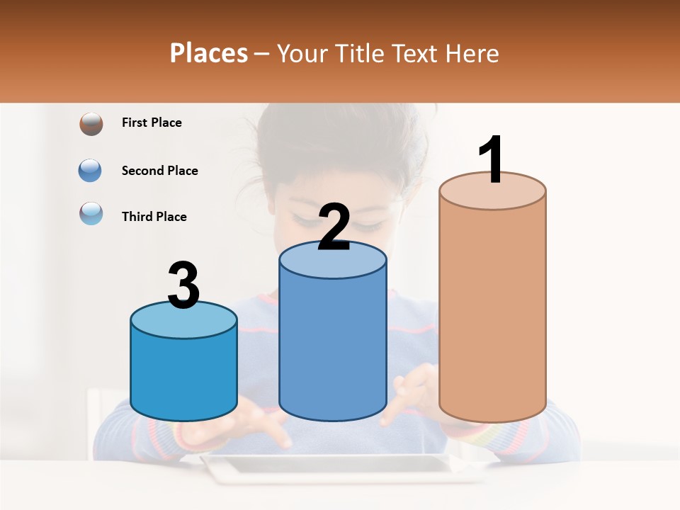 The Girl Plays On The Tablet PowerPoint Template