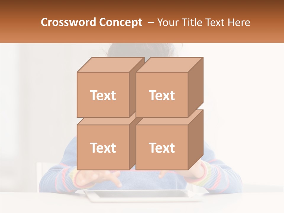 The Girl Plays On The Tablet PowerPoint Template