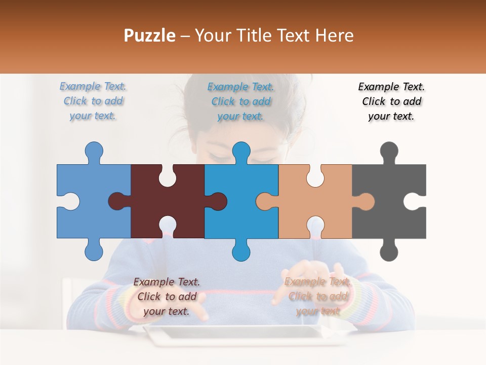 The Girl Plays On The Tablet PowerPoint Template