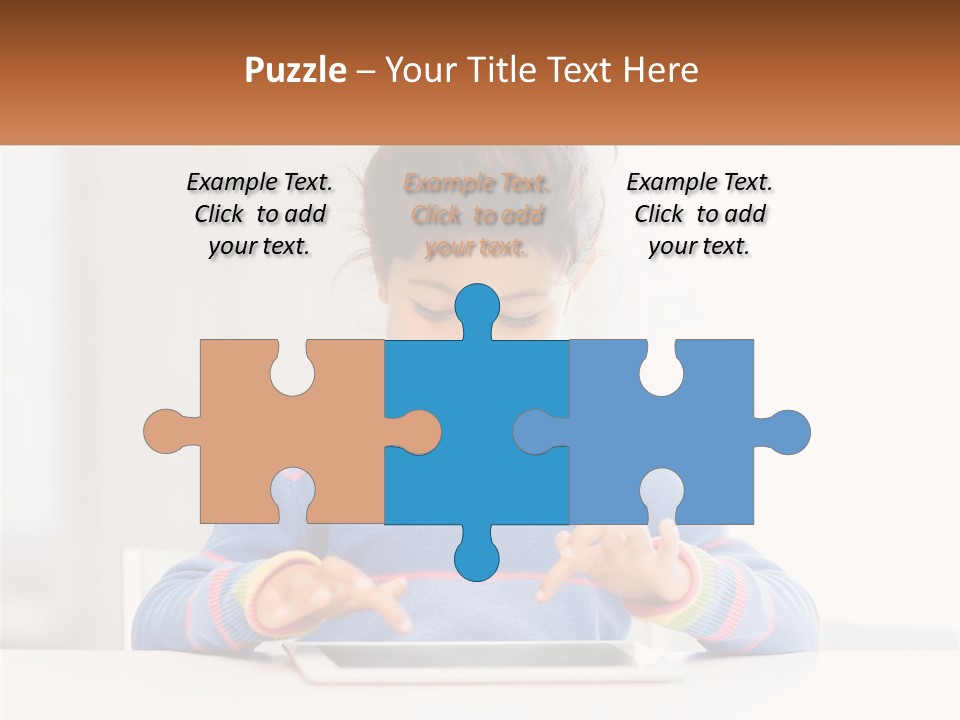 The Girl Plays On The Tablet PowerPoint Template