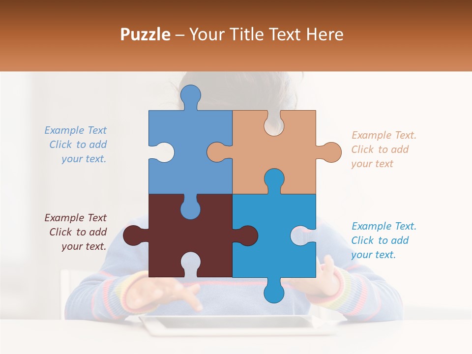 The Girl Plays On The Tablet PowerPoint Template