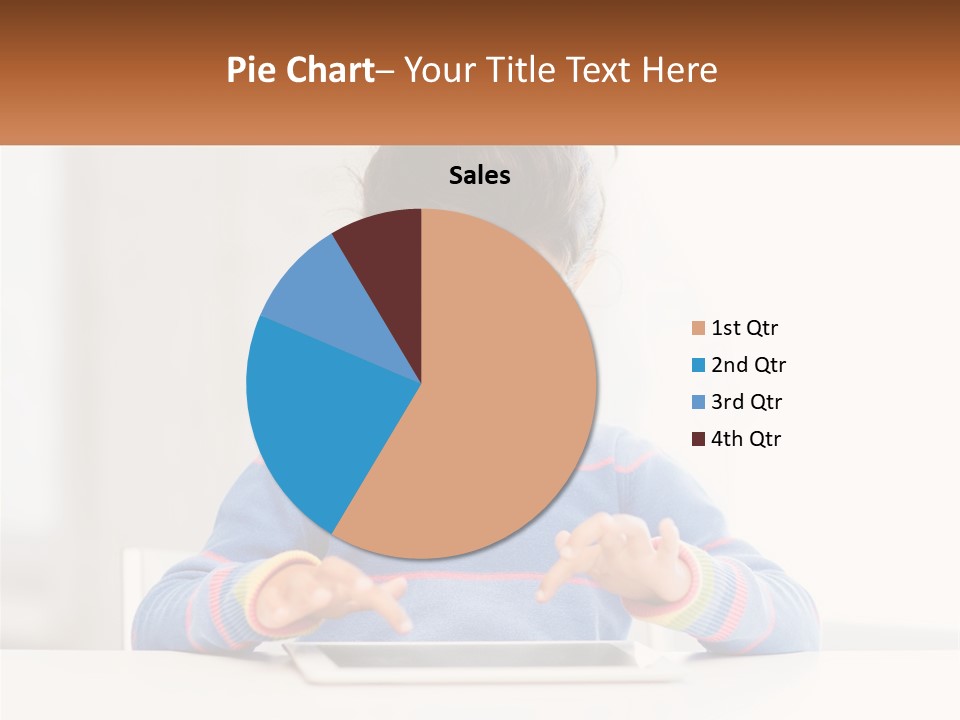 The Girl Plays On The Tablet PowerPoint Template