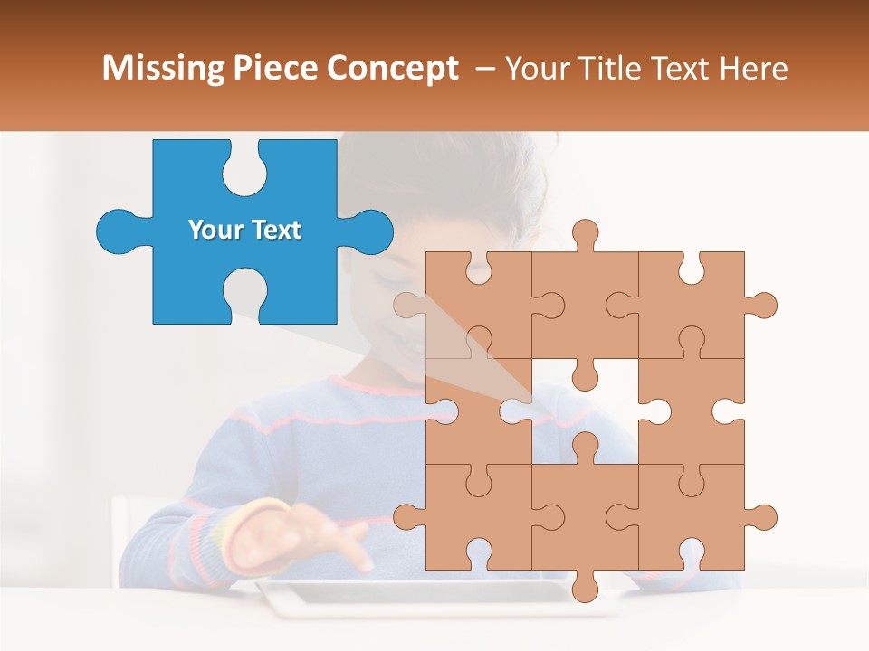 The Girl Plays On The Tablet PowerPoint Template