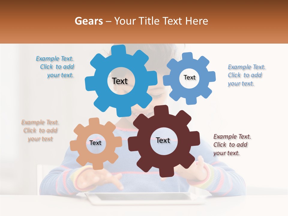 The Girl Plays On The Tablet PowerPoint Template