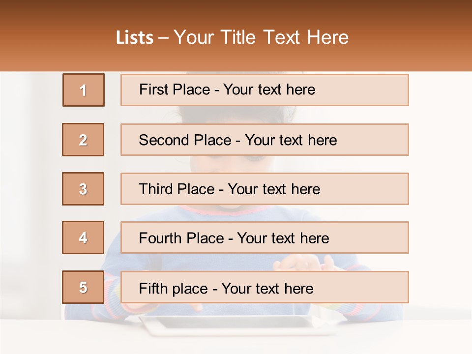 The Girl Plays On The Tablet PowerPoint Template