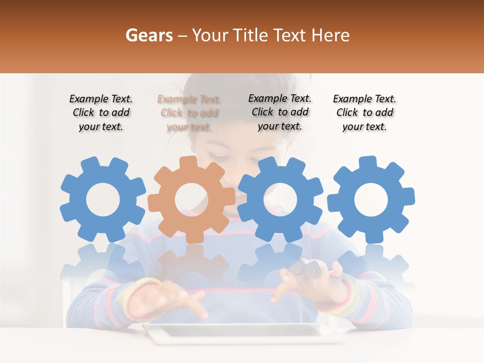 The Girl Plays On The Tablet PowerPoint Template