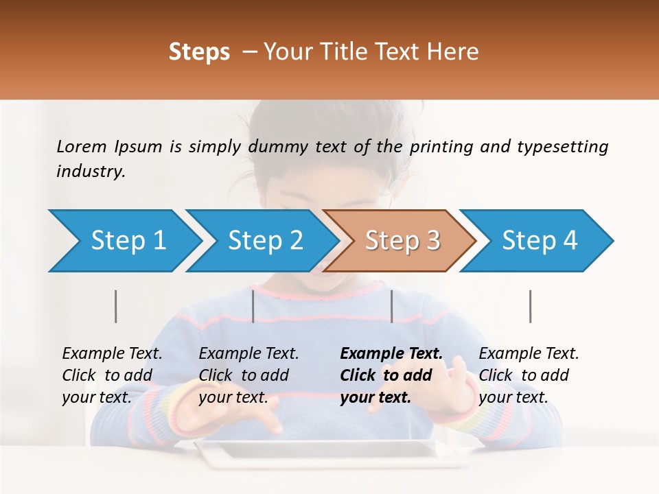 The Girl Plays On The Tablet PowerPoint Template