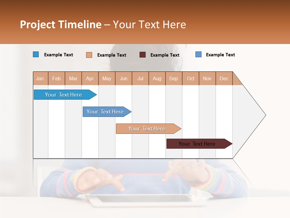 The Girl Plays On The Tablet PowerPoint Template