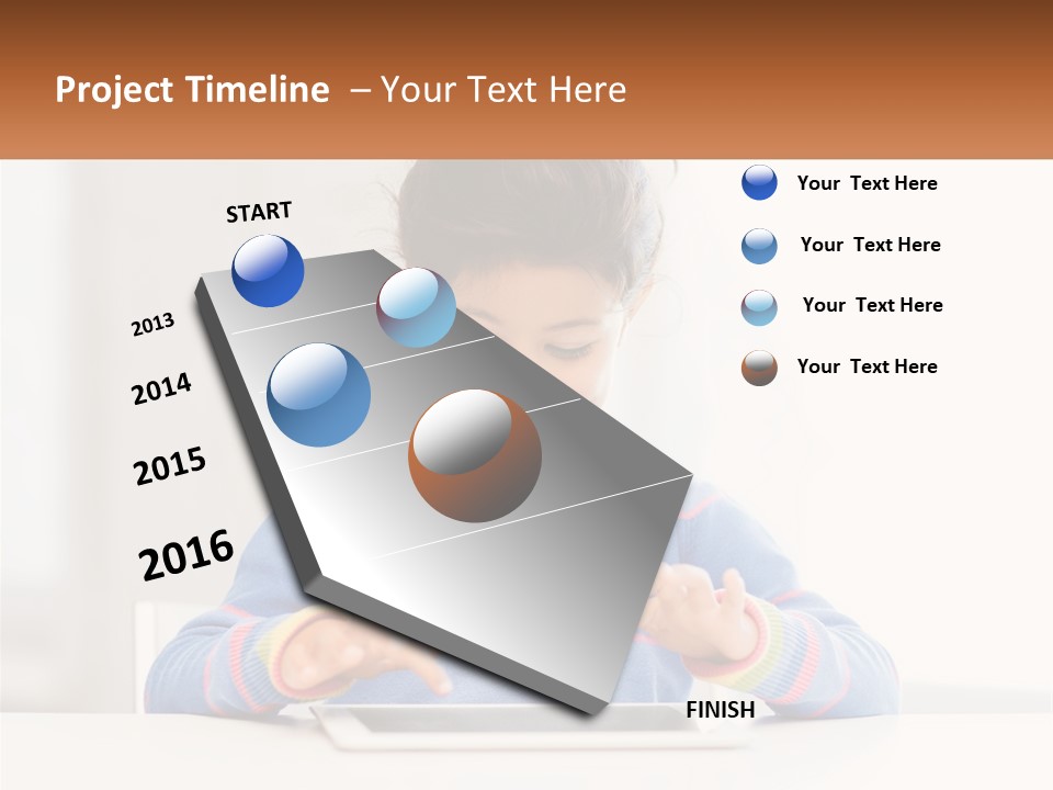 The Girl Plays On The Tablet PowerPoint Template