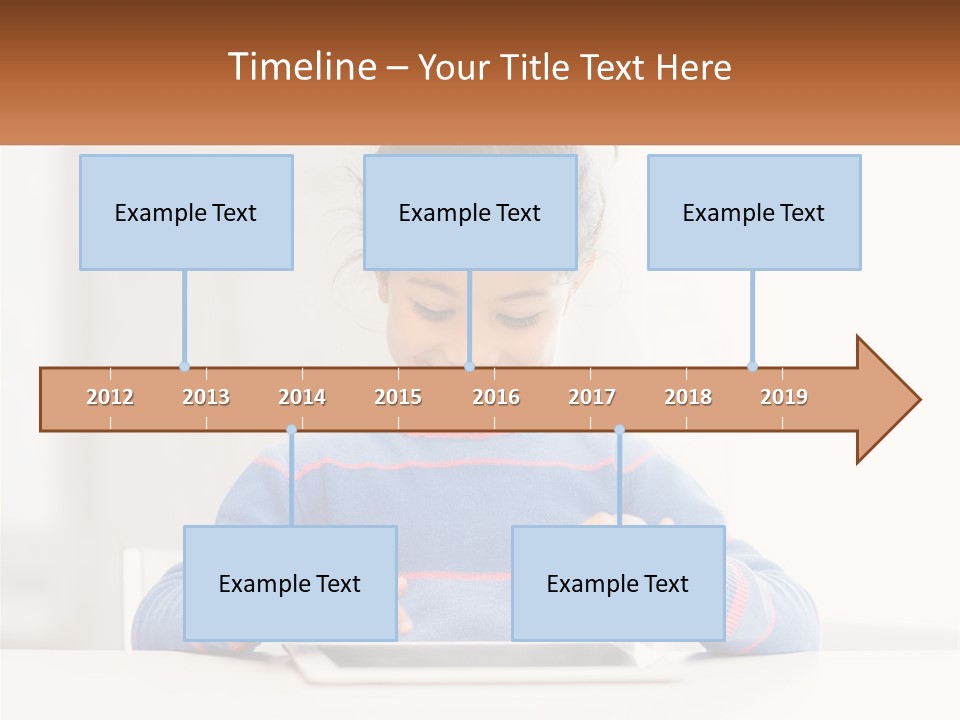 The Girl Plays On The Tablet PowerPoint Template