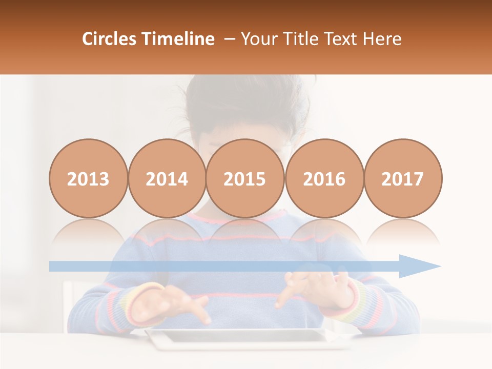 The Girl Plays On The Tablet PowerPoint Template