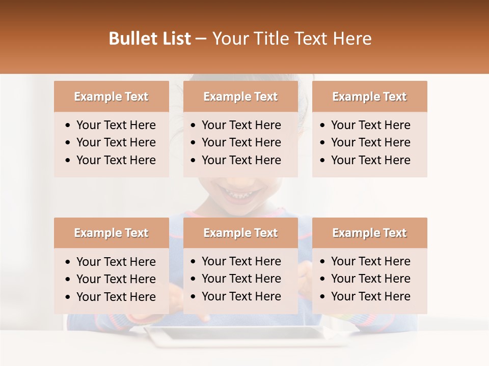 The Girl Plays On The Tablet PowerPoint Template